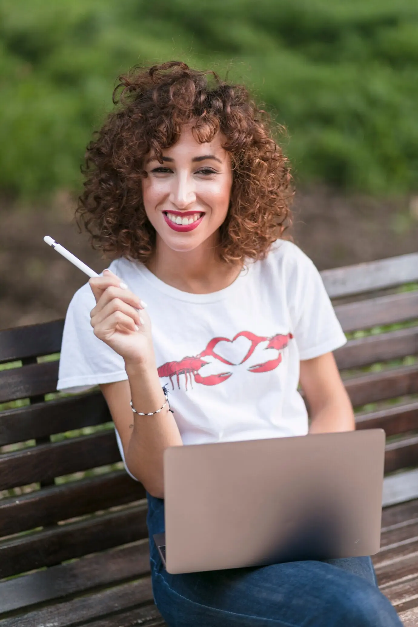 A girl with a laptop