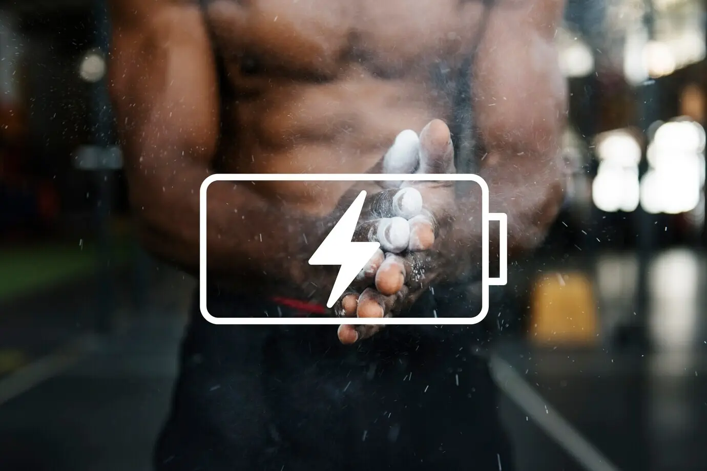 A banner graphic featuring a battery power emblem icon.